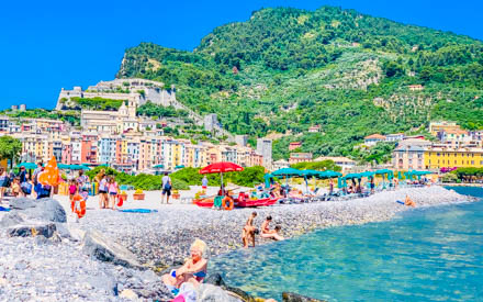 Beach of Palmaria island in front of Portovenere, Cinque Terre