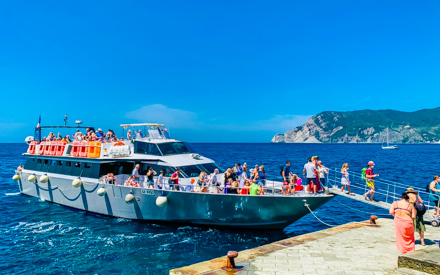 Getting off the boat in Vernazza, Cinque Terre