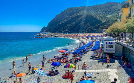 The beach in front of the train station, Monterosso al Mare, Cinque Terre