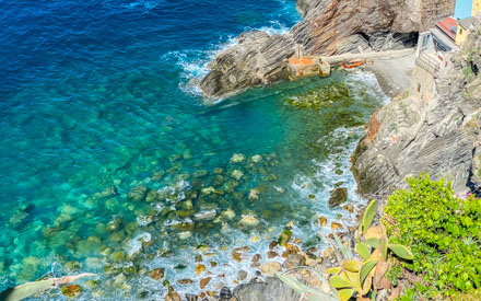 Small rocky beach in Vernazza, Cinque Terre