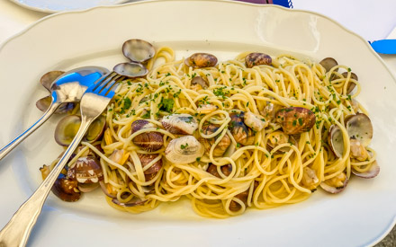 Spaghetti alle vongole is one of the greatest classics of Italian cuisine, Cinque Terre