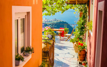 View of Corniglia from an apartment for rent on the Blue Trail, Blue Trail