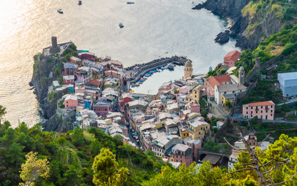 View of the village from the path to San Bernardino, Vernazza, Cinque Terre