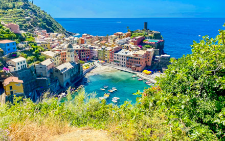 The view of Vernazza from the trail to Monterosso al Mare, Cinque Terre